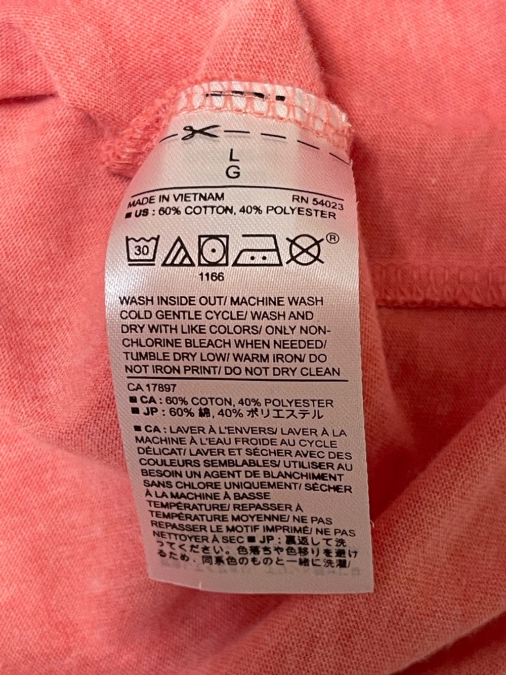 Banana Republic Eco Premium Wash Men's Large Coral Pink V-Neck Short Sleeve Tee - Picture 4 of 7